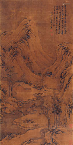王概（清） 壬戌（1682）年作 雪山行旅 立轴 设色绢本