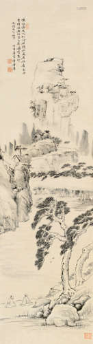 章寿彝（清） 戊子（1888）年作 松阴纳凉 立轴 水墨绢本
