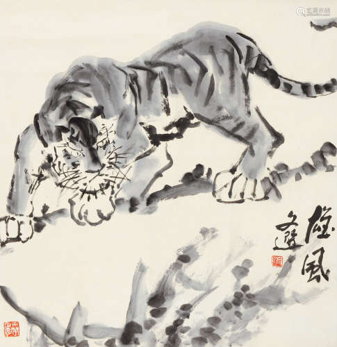 汤文选（1925～2009） 雄风 立轴 水墨纸本