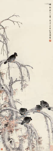 陈摩（1886～1945） 甲子（1924）年作 秋瞑 立轴 设色纸本
