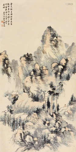 姚钟葆（？～1924） 庚申（1920）年作 疏林远岫 立轴 设色纸本