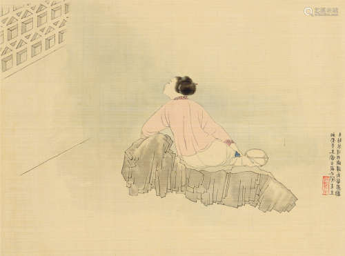 吕凤子（1886～1959） 庚午（1930）年作 数流萤过墙 屏轴 设色绢本