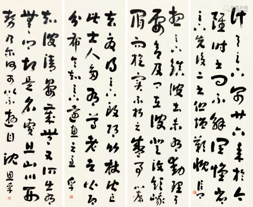 沈恩孚（1864～1949） 草书 （四件） 屏轴 纸本