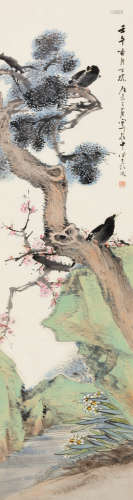 王荃（1826～1900） 壬午（1882）年作 仙寿图 立轴 设色纸本