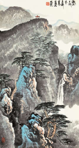 唐秉耕（b.1945） 壬戌（1982）年作 庐山风貌 立轴 设色纸本