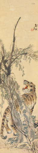 胡郯卿（1865～？） 虎啸图 屏轴 设色纸本