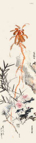 经亨颐（1877～1938）  李秋君（1899～1973）等 繁花锦簇 镜片 设色纸本