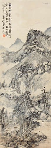 吴滔（1840～1895） 庚寅（1890）年作 平林雨霁 立轴 水墨纸本