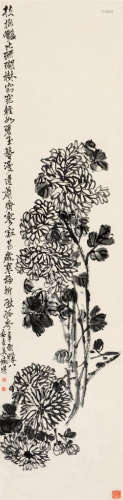 吴臧堪（1876～1927） 辛酉（1921）年作 晚香图 立轴 水墨纸本