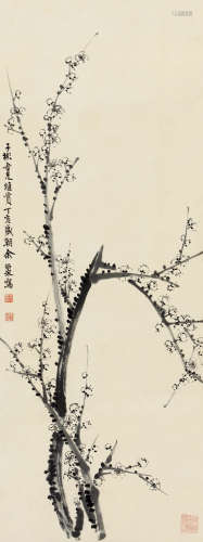 余绍宋（1882～1949） 丁亥（1947）年作 墨梅图 立轴 水墨纸本