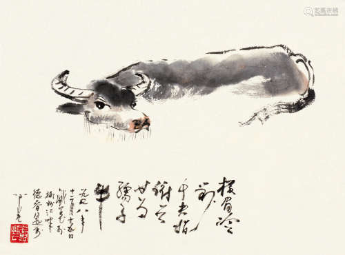 芦芒（1920～1979） 1978年作 水牛 镜片 设色纸本