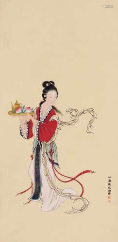 陈启湖（1912～1999） 麻姑献寿 立轴 设色纸本