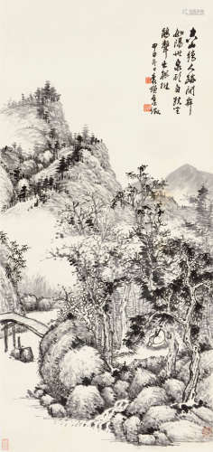 吴徵（1878～1949） 甲申（1944）年作 枫林趺坐 立轴 水墨纸本
