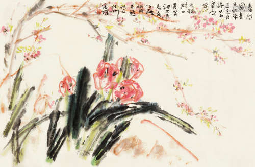 了庐（b.1944） 戊辰（1988）年作 春风图 镜片 设色纸本