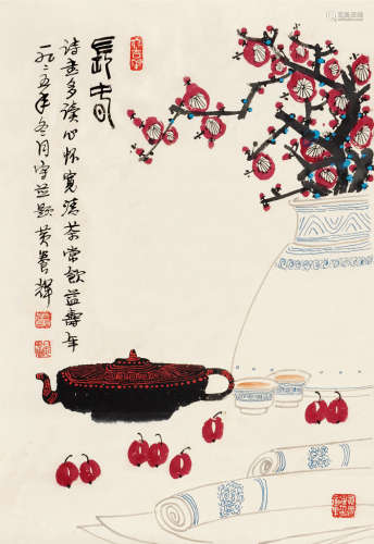 黄养辉（1911～2001） 1995年作 长春 镜片 设色纸本