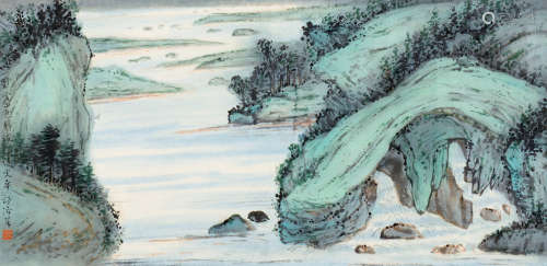 邵洛羊（1917～2016） 山色翠微 横披 设色纸本