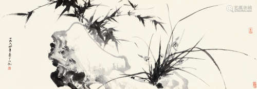 若瓢（1905～1976） 1964年作 兰竹图 镜片 水墨纸本