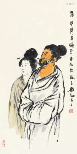 吕凤子（1886～1959） 廉颇 立轴 设色纸本