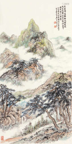樊伯炎（1912～2001） 丁卯（1987）年作 南岳松云 镜片 设色纸本