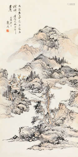 汪声远（1886～1969） 戊辰（1928）年作 远山图 立轴 设色纸本
