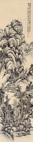 吴徵（1878～1949） 辛巳（1941）年作 山溪烟林 立轴 水墨纸本