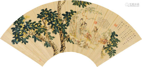 高峻（1900～1960）等 金桂时节 扇片 设色纸本