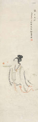 费以耕（？～1870） 己丑（1865）年作 散花天女 立轴 设色纸本