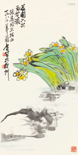曹简楼（1913～2005） 1980年作 水仙 镜片 设色纸本