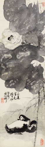陈世中（b.1944） 玉莲溢香 镜片 水墨纸本