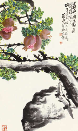曹简楼（1913～2005） 壬戌（1982）年作 硕果累累 立轴 设色纸本