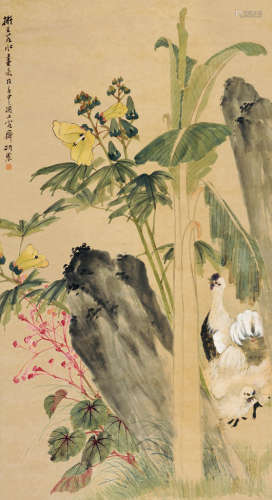 何煜（1852～1928） 秋色 立轴 设色纸本