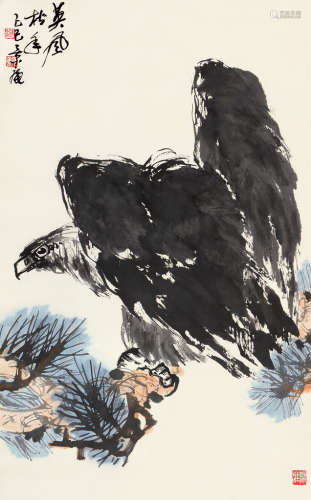 赵景庵（1920～2002） 己巳（1989）年作 英风松年 立轴 设色纸本