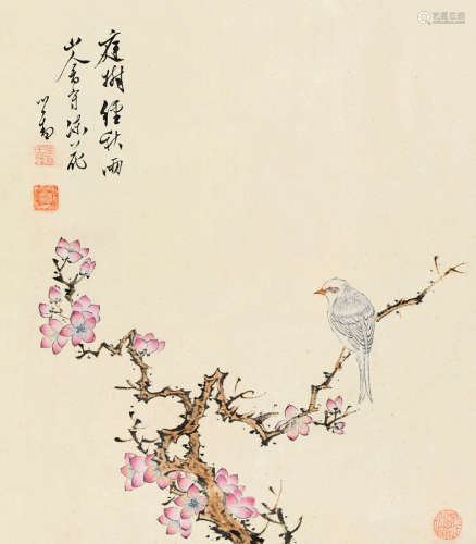 溥儒（1896～1963） 梅花小鸟 镜片 设色纸本