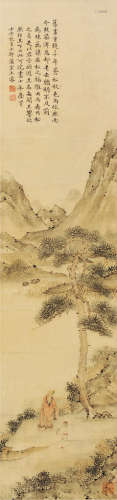 上睿（1634～1680） 松下高士 镜片 设色纸本