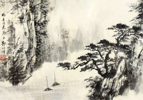 郭传璋（1912～1990） 春江山色 镜框 水墨纸本