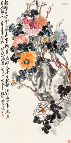 赵云壑（1874～1955） 辛酉（1921）年作 牡丹 立轴 设色纸本