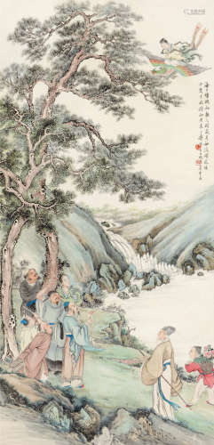 李友棠（1894～？） 戊子（1948）年作 献瑞图 立轴 设色纸本