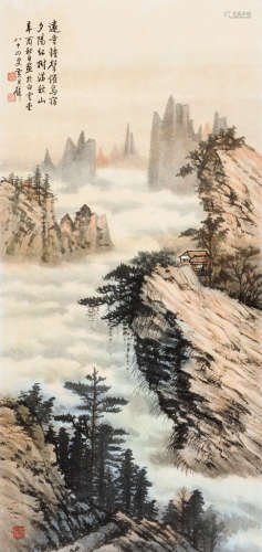 黄君璧（1898～1991） 辛酉（1981）年作 秋山云起 镜片 设色纸本