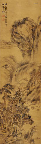 邓如琼（清） 戊戌（1898）年作 江远山林 立轴 水墨绢本