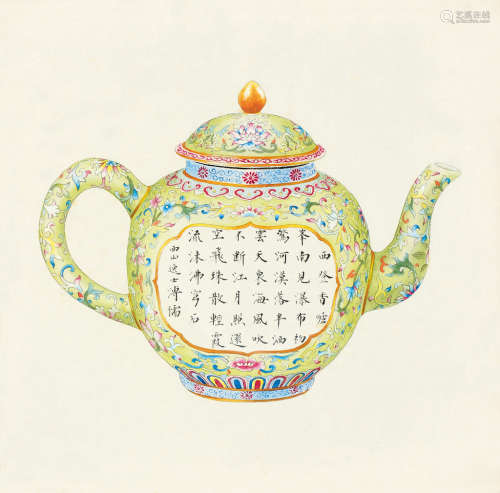 溥儒（1896～1963） 楷书 镜框 设色纸本