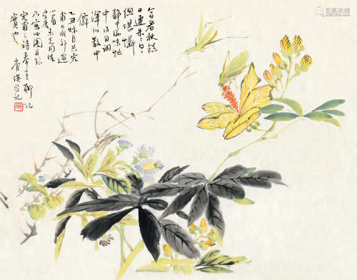 唐瑛（1910～1986） 乙丑（1985）年作 秋虫图 镜心 设色纸本