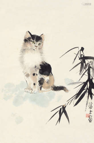 赵蕴玉（1916～2003） 猫 镜片 设色纸本