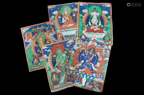 A GROUP OF EIGHT THANGKAS