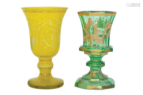 TWO BOHEMAIN GLASS GOBLETS