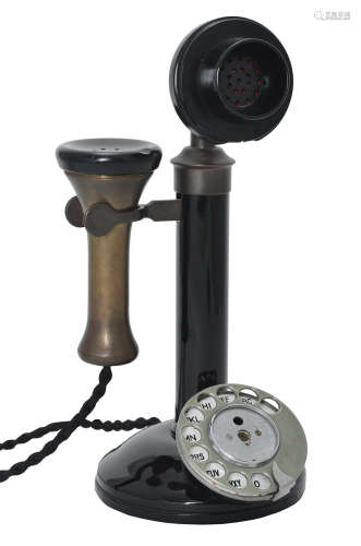 An old telephone including a mouthpiece