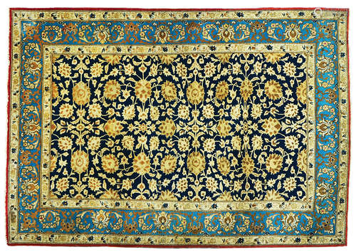 AN OLD PERSIAN QOM AND SILK RUG