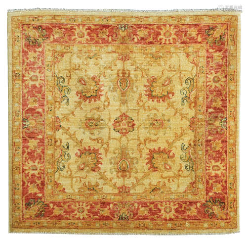 A SQUARE AFGHAN ZIEGLER PATTERN RUG
