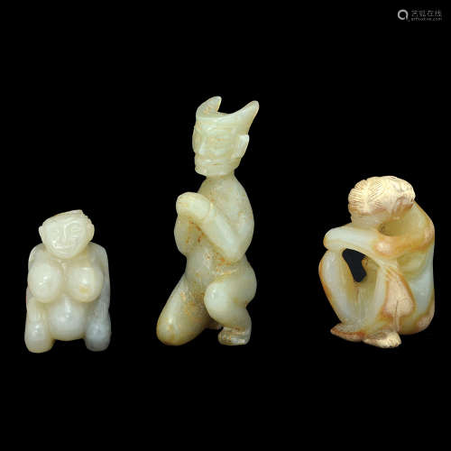 THREE JADE CARVINGS