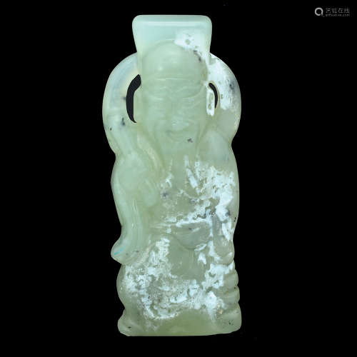 A CHINESE JADE CARVING OF A SCHOLAR