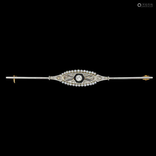 AN 18K WHITE AND YELLOW GOLD ART-DECO PIN